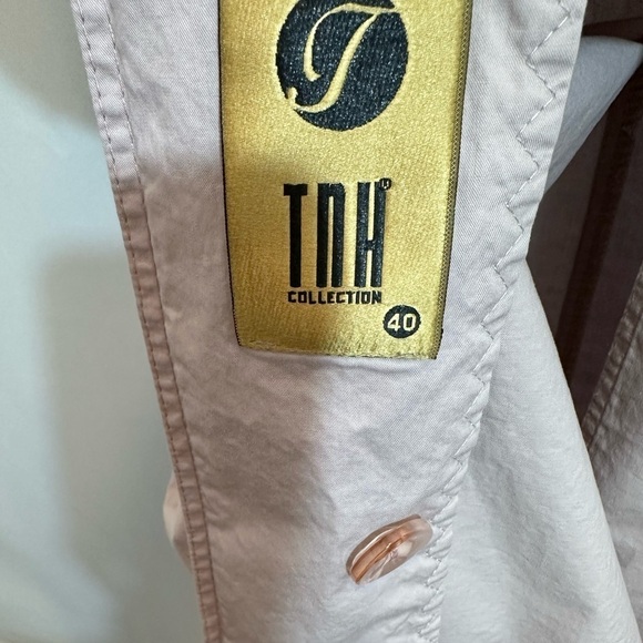 TNH Collection Womens Trench Coat Size 40 M Vintage Preppy Dusty Rose Minimalist - Picture 12 of 16